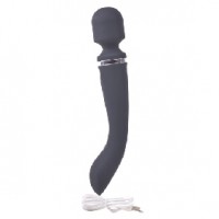 Black Color Rechargeable 20 Functions Silicone Magic Wand Massager ( Both ends vibrate independently)